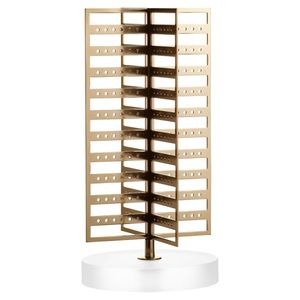 Rotating Earring Holder - Frosted Acrylic & Brass Finish